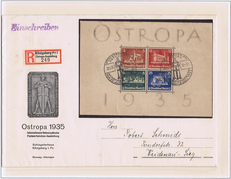 Deutsches Reich MiNr. Bl. 3 auf Brief, seltene Marken, seltene Briefmarken