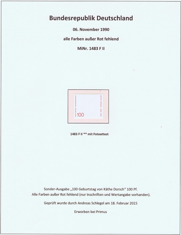 BRD MiNr. 1483 FII postfrisch Käthe Dorsch, seltene Marken, seltene Briefmarken