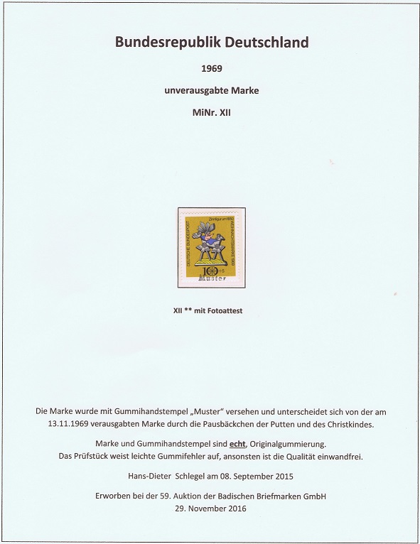 BRD MiNr. XII postrisch, seltene Marken, seltene Briefmarken