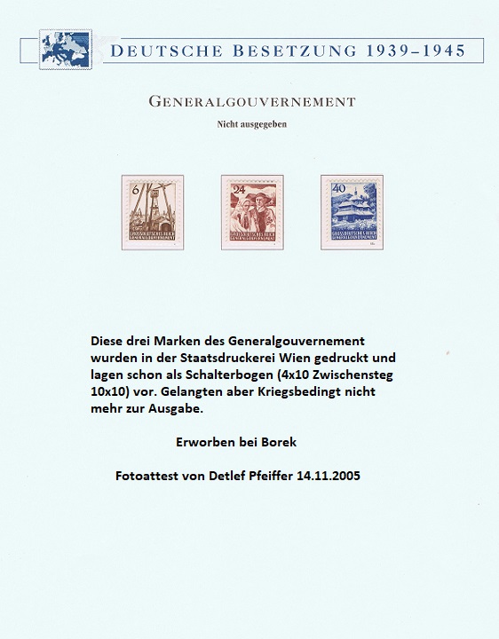 Genergouvernement I-III postfrisch unverausgabt, seltene Marken, seltene Briefmarken