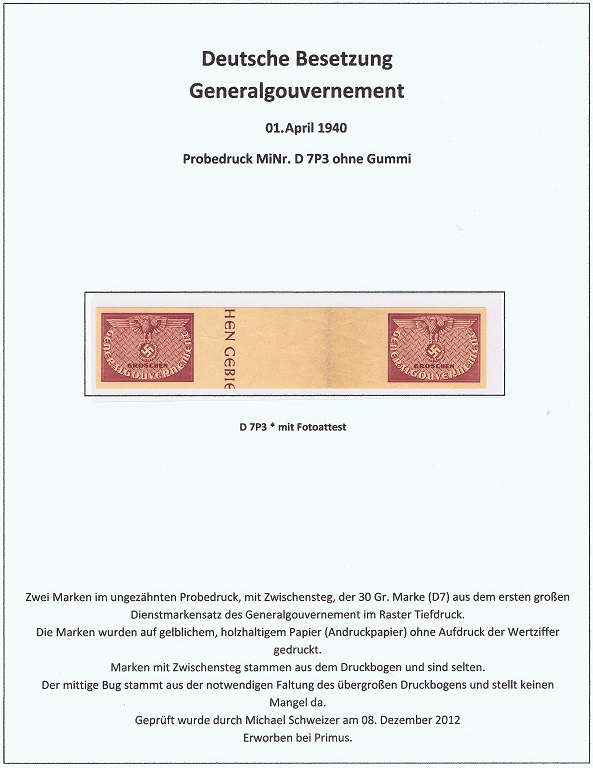 Generalgouverment MiNr. P D 7P3 Paar, seltene Marken, seltene Briefmarken