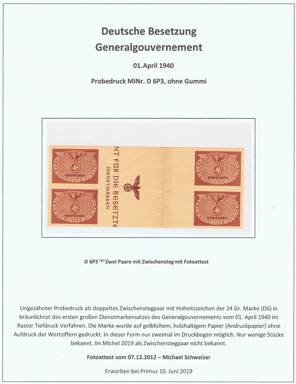 Generalgouverment MiNr. D 6P3 zweier Paar ungebraucht, seltene Marken, seltene Briefmarken