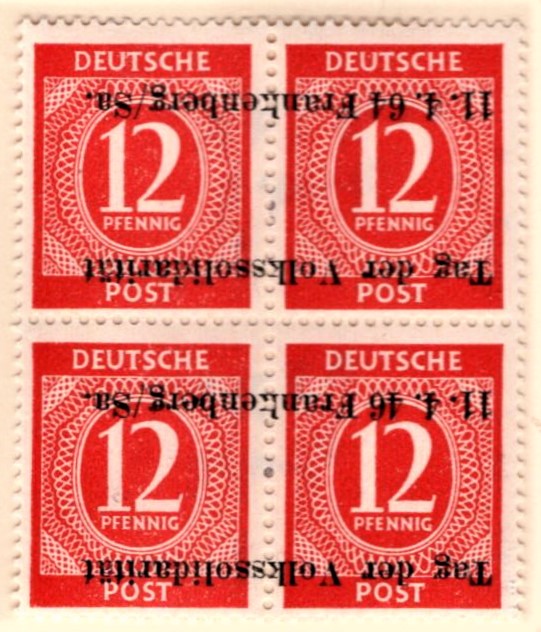 seltene Marken, seltene Briefmarken, Frankenberg MiNr. 1 F I K und 1 K als senkrechtes Paar, geprüft von Löhner und Busch, Kopfstehender Aufdruck